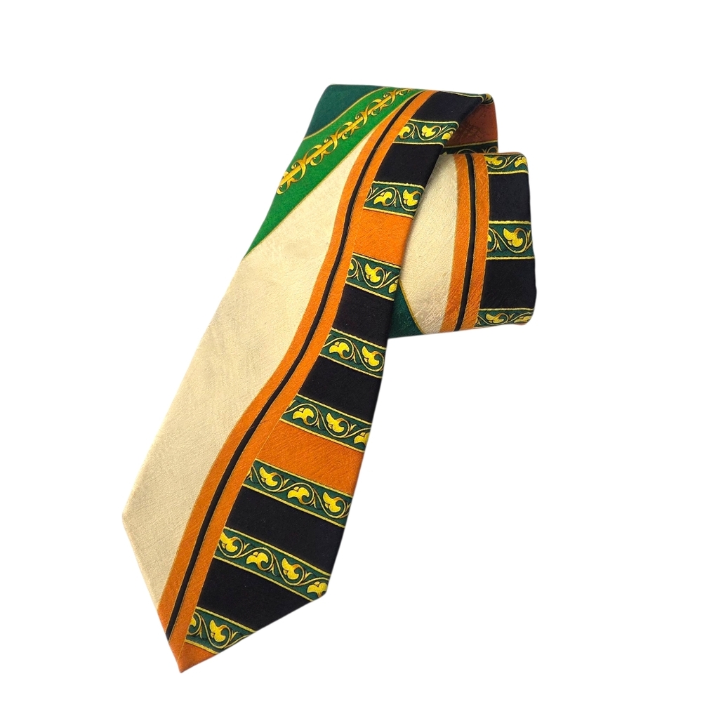 Rush Limbaugh Vintage 90s Power Tie No Boundaries Silk Necktie Green Orange